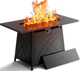 Large Propane Fire Pit Table - Outdoor Patio Firepits for Outside - Black