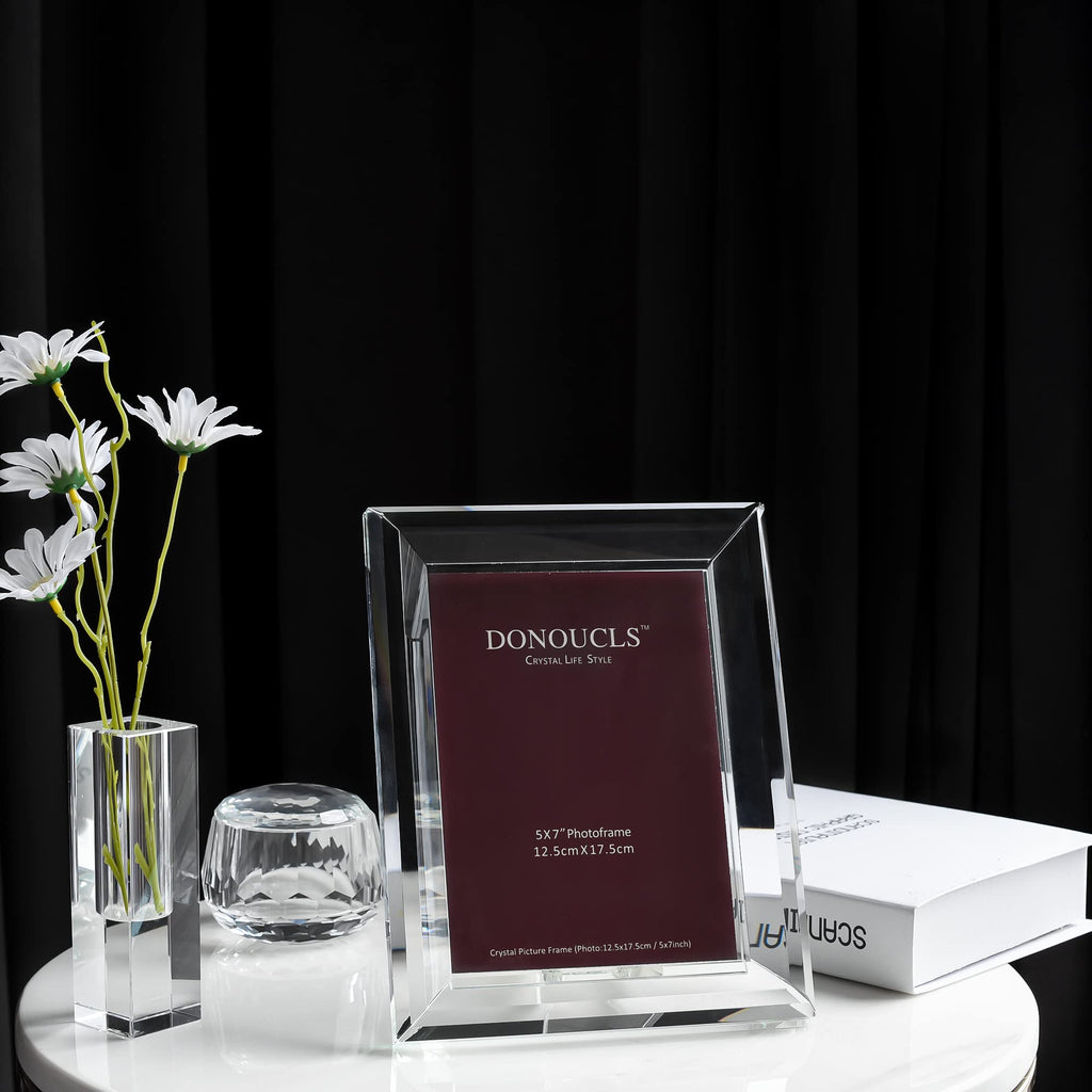 Crystal 5x7Inch Picture Frame, Wedding Frame Tabletop Display, Display Pictures 5'' x 7'', Comes with Gift Box