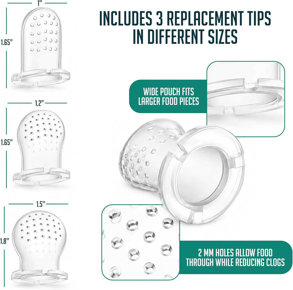 Silicone Baby Fruit Feeders with Freezer Tray for Batch Prep, Set of Safe & Convenient, Includes Extra Pouches &