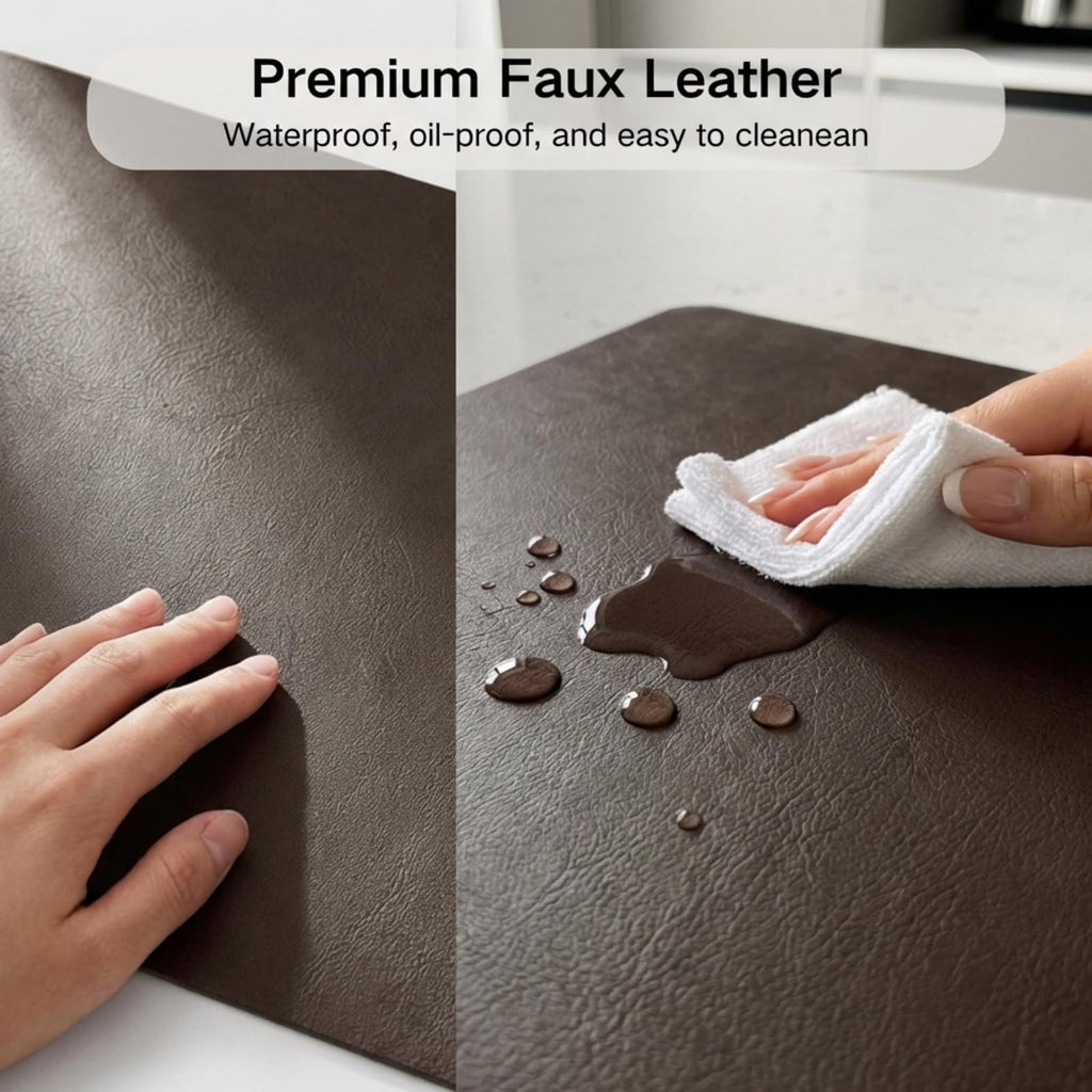Faux Leather Placemats Set of 6, Black & Dark Brown
