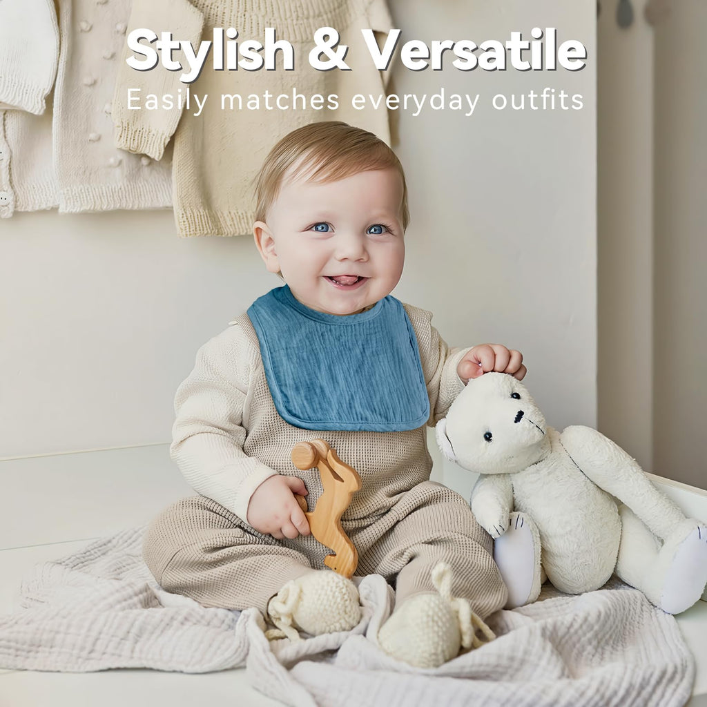 Muslin Cotton Baby Bibs for Unisex Boys Girls, Drooling & Teething & Eating