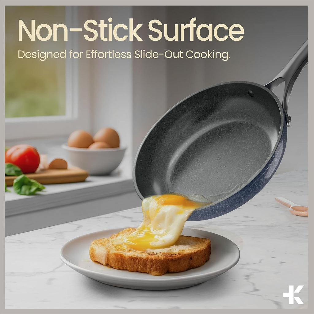 Bakken 12-Piece Ceramic Cookware Set, Nonstick Pots and Pans Set, Non-Toxic PTFE & PFAS-Free Cookware with Silicone