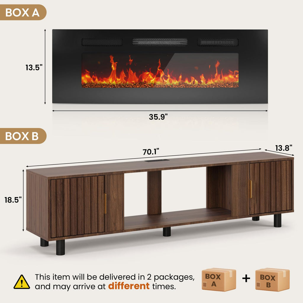 70" for 85 Inch TV, Fluted Entertainment Center