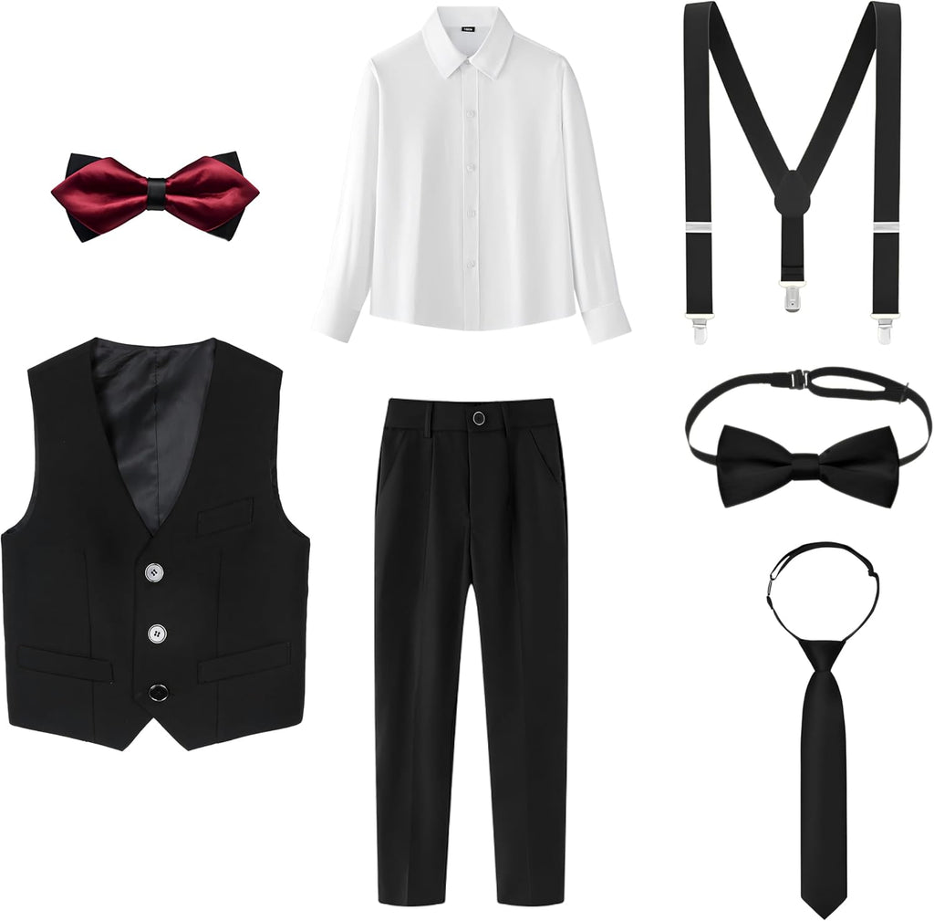Boys' Piece Formal Slim Fit Suit Vest Set Adjustable Waist