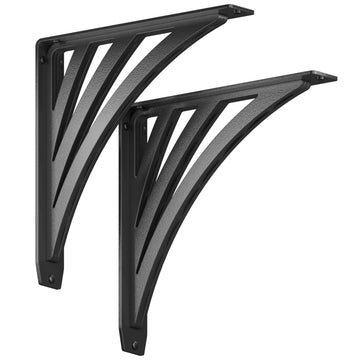 Black Shelf Brackets Heavy Duty ~ Iron Wall Corbel Supports for Countertop, Fireplace Mantel, Shelves ~ Wrought Iron