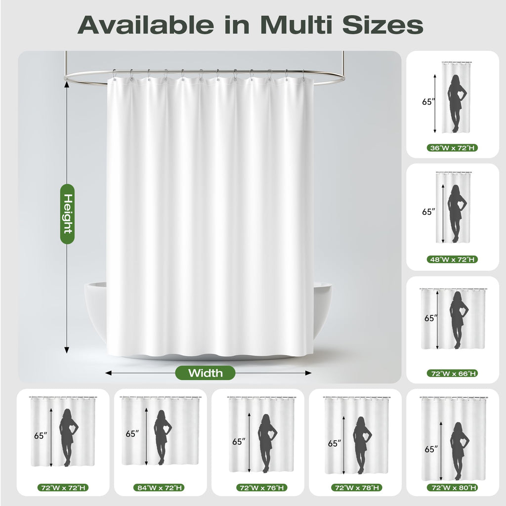 Extra Wide Shower Curtain Liner 84 x 72 Inch, Fabric Shower Curtain Liner Curtain, Hotel Quality, Water Repellent