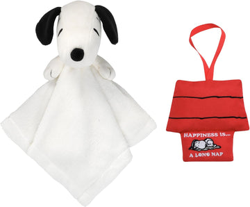 Snoopy Plush Security Blanket/Lovey & Door Pillow Gift Set