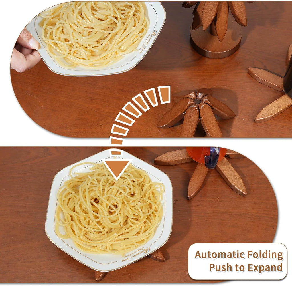 Wooden Trivets for Hot Dishes, Tree Shape Trivet Set, Foldable Kitchen Wooden Trivets, Tree Coaster for Hot
