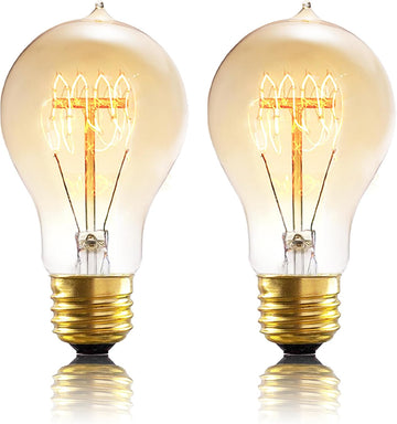 A19 Edison Bulbs 40W Dimmable E26 Incandescent Light Bulbs 2 Pack