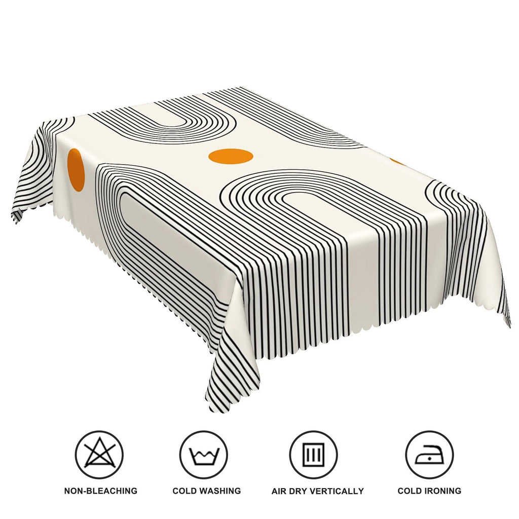 54x70inches Boho Mid Century Tablecloth Minimalist Abstract Arch Simple Sun Modern Art Table Cloth Washable and