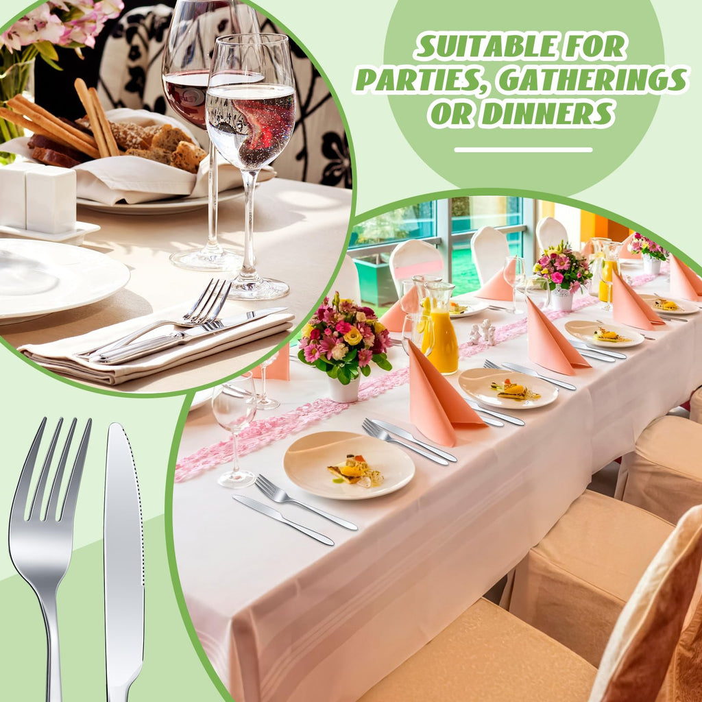 50 Pcs Stainless Steel Forks Silverware Set Dinner Forks and Knives