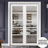 Quadro 4522 | Double Swing Interior French Doors with Glass, MDF, Hardware Included, 72x80, White, M