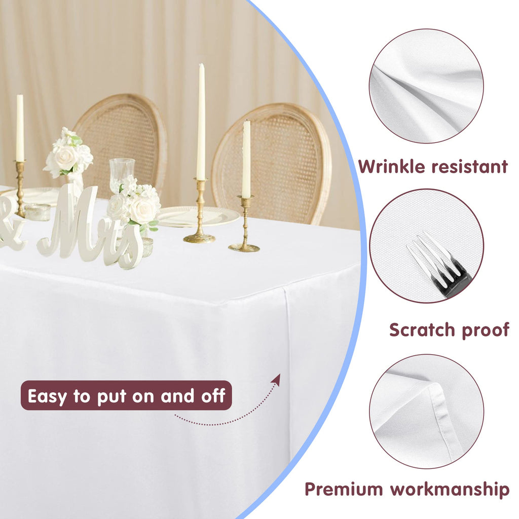 Fitted White Tablecloths For 6 Foot Rectangle Tables, Vendor Booth 2 Pack