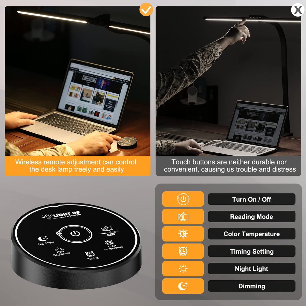 Led Desk Lamp Home - Eye Caring Architect lamp with Clamp,Dual Screen Computer Monitor Work Smart Light: 24W 5 Color