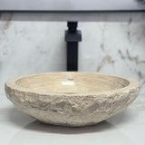 Shades of Nature Travertine Bathroom Sink - Modern Above Counter Bathroom Vessel Sink