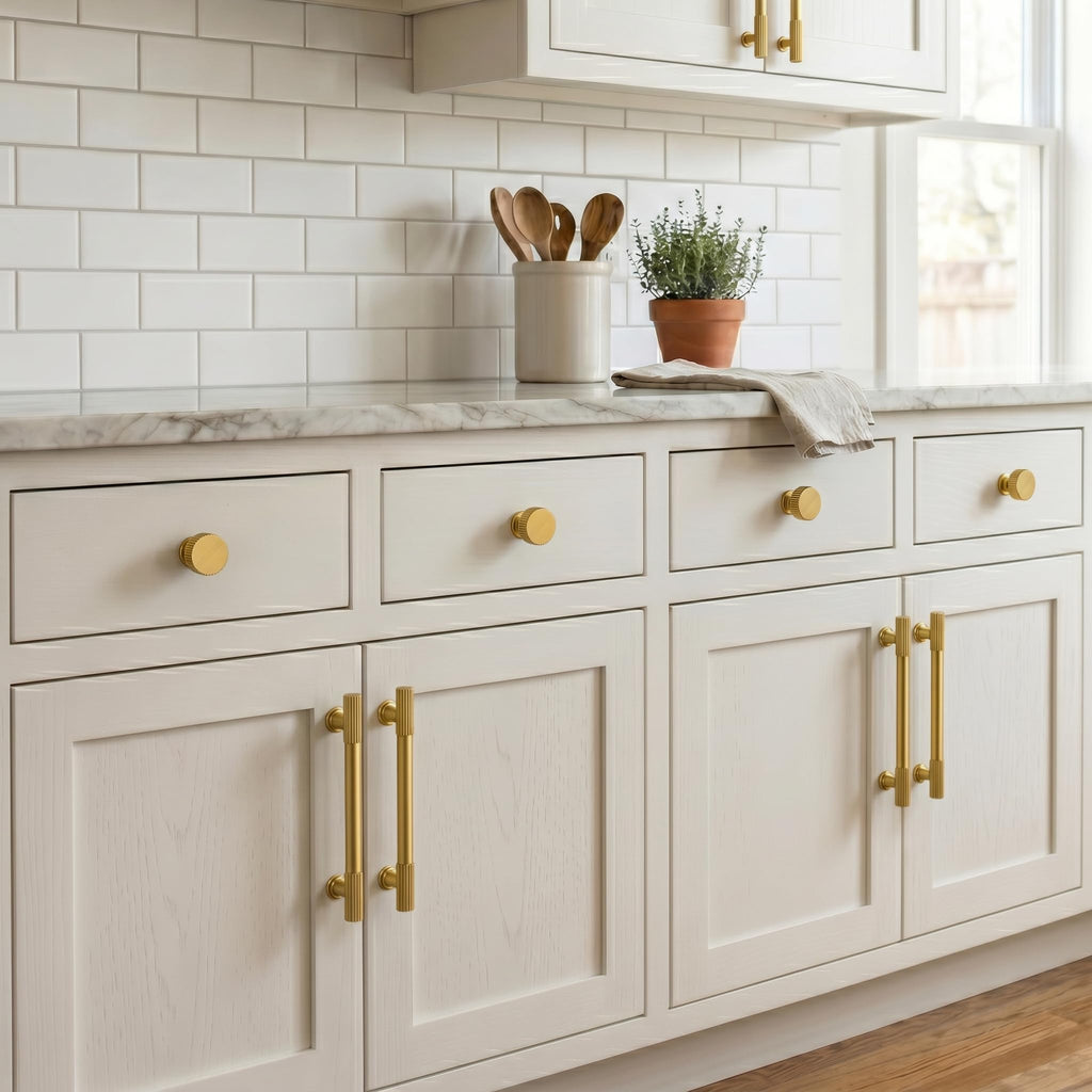 10 Pack Vibrant Brushed Moderne Brass Cabinet Pulls 4 Inch(102mm) Kitchen Cabinet Handles Cabinet Hardware for Drawer