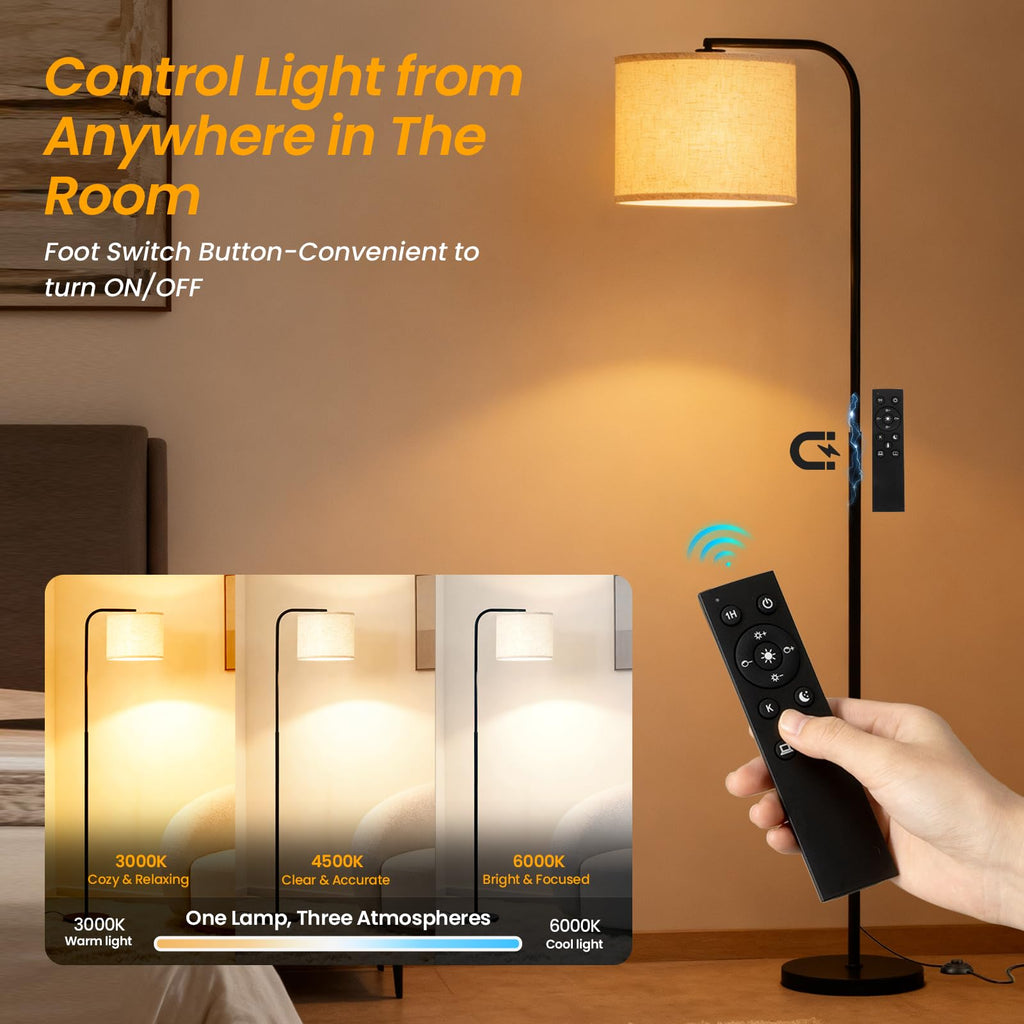 Arc Floor Lamp with Remote and Dimmable Black Floor lamps