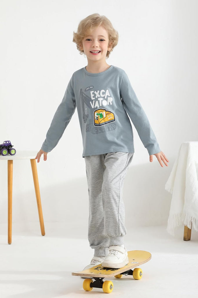 4 Pack Toddler Boys Long Sleeve Shirts Baby Tees Shirts Cotton Tops