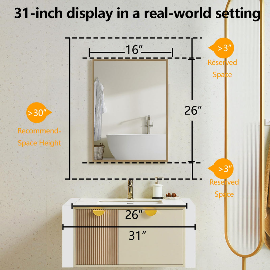 Bathroom Medicine Cabinet with Mirror, Recess or Surface Mount, Single Door Cabinet Famerhouse Bathroom Mirror with