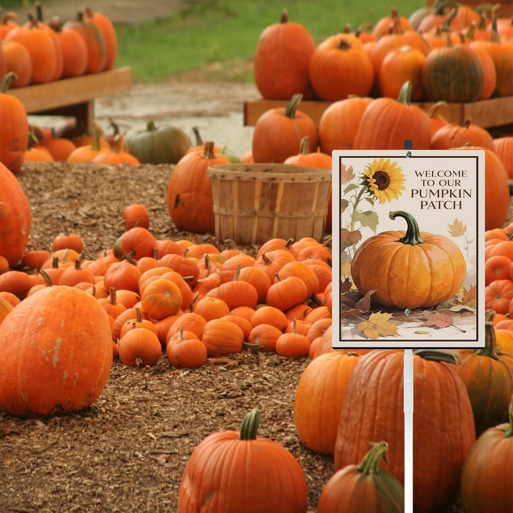 Welcome To Our Pumpkin Patch Yard Sign With Stake Fall Decor Reflective Aluminum Lawn Sign Stand Harvest Thanksgiving
