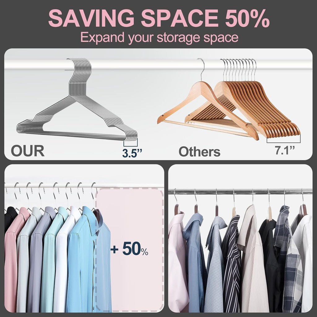 18" Stainless Steel Metal Hangers, 80 Pack Heavy Duty for Clothes