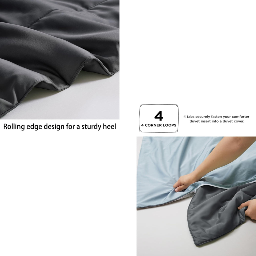 Bamboo Viscose Comforter Set Queen Size 3 Pieces - Dark Grey