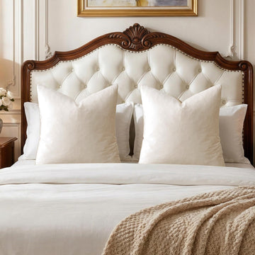 Velvet Pillow Covers 26x26 Decorative Pillows Pack of 2 Ivory