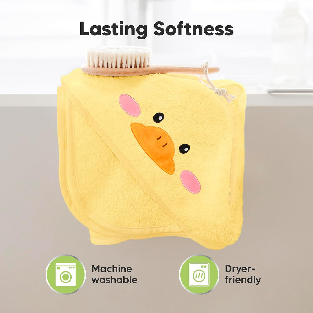 Hooded Baby Towel for Newborn, Baby Bath Towels (Duck, 35x35)