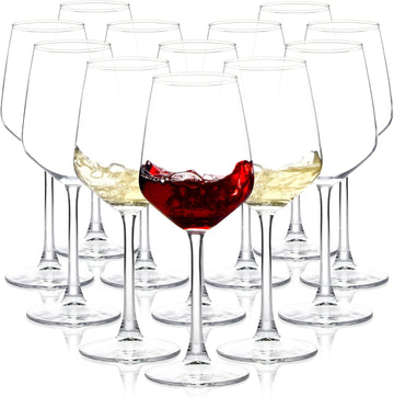 Wine Glasses Set of 12, 12oz Clear Red/White Wine Cup, Long Stem Wine Glasses and Home