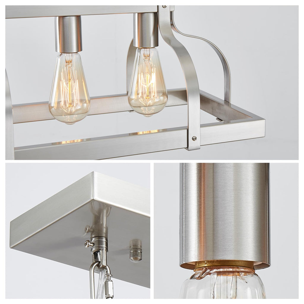 Metal Chandelier Linear Pendant Ceiling Lighting Rustic Farmhouse Fixture Kitchen Island Dining Room, H 8.5"