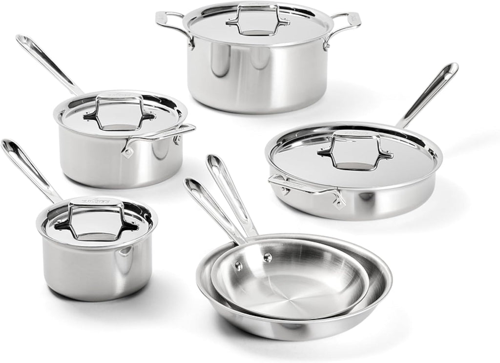 D5 Stainless Steel Core 10 Piece Cookware Set- USA- The Upgrade for Supremely Even Heat- Includes Frying Pans