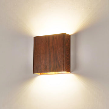Walnut Wood Grain Indoor Outdoor Up and Down Wall Sconce, 5%-100% Dimmable 18W, 5CCT, Modern Lighting