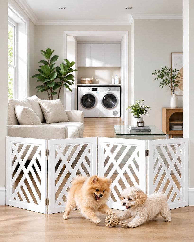 16" Short Dog Gate, Puppy Gate Indoor, Freestanding Small Dog Gate, 4 Panel