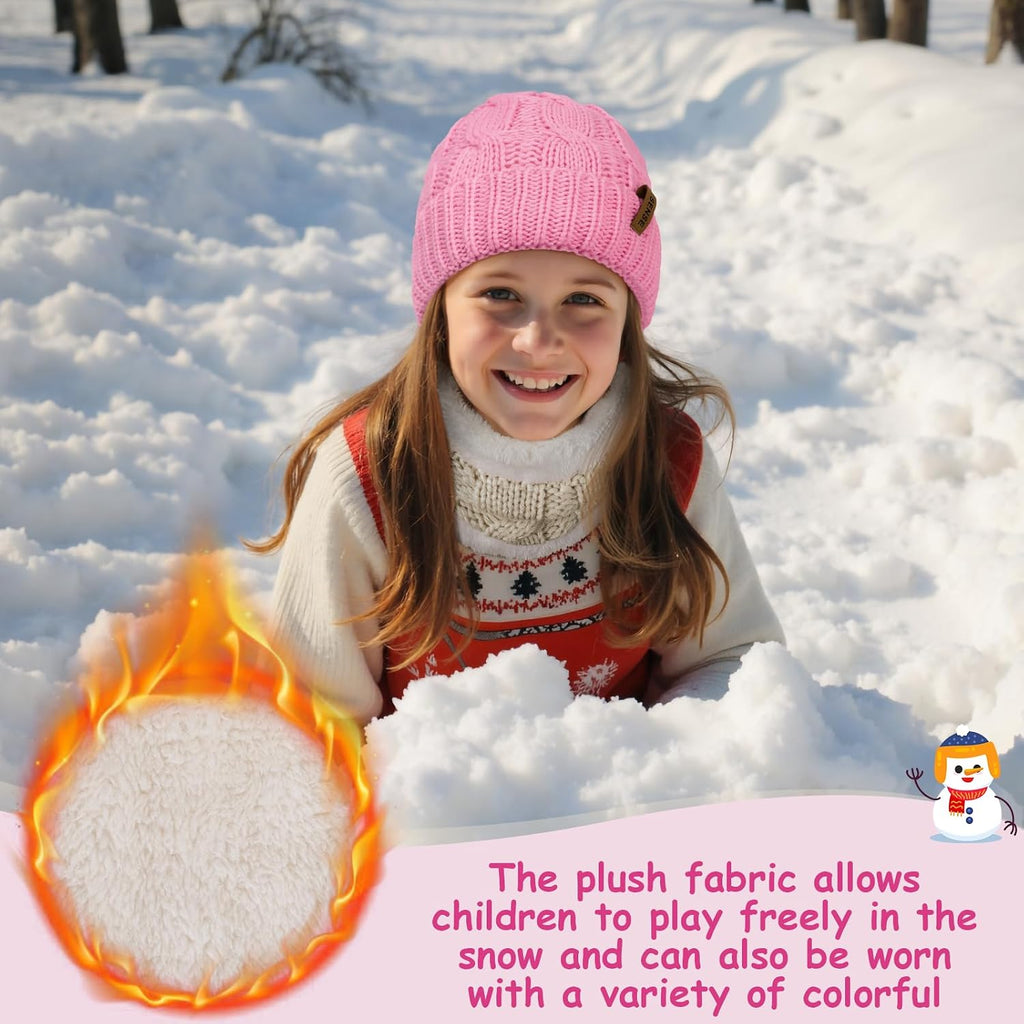 3 Pcs Kids Winter Beanie Hat Scarf Gloves Set, Thermal Thick Gifts