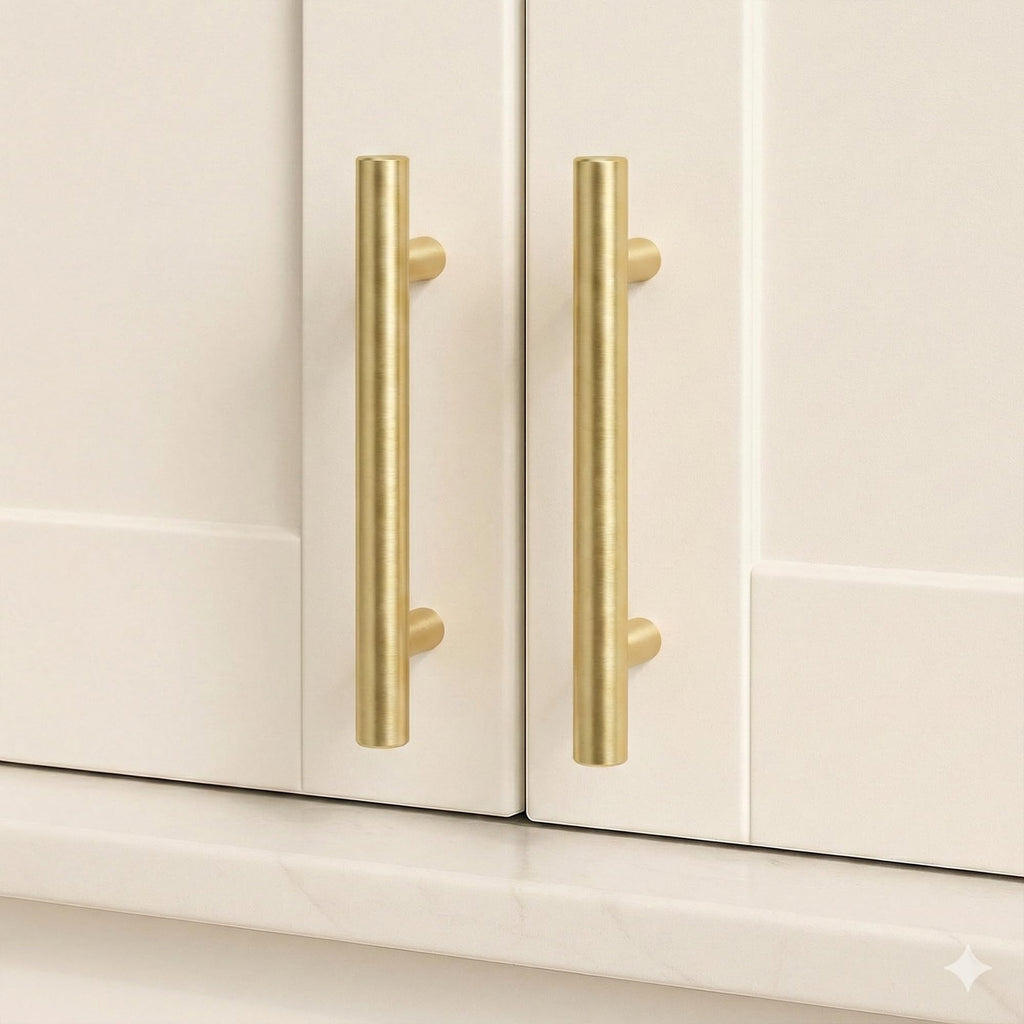 Solid Brass Cabinet Pulls, Brushed Gold Drawer Handles 3