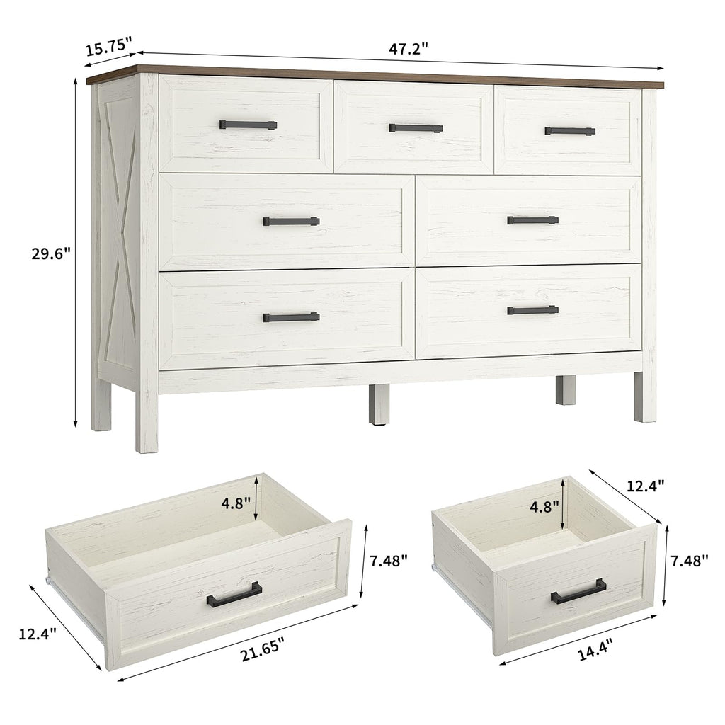 Farmhouse 7 Drawers, Antique White