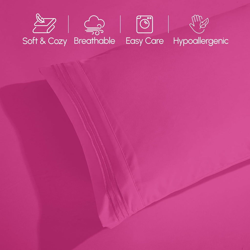 1500 Premium Hotel Quality Microfiber Three Line Embroidered Softest 4-Piece Bed Sheet Set, Wrinkle and