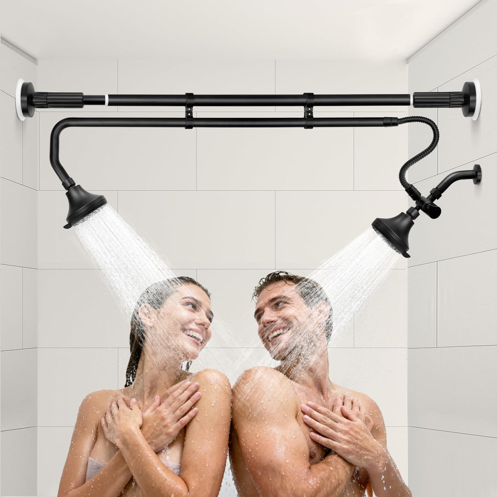 Tandem Shower Heads, Double Shower Head for Couples-Black
