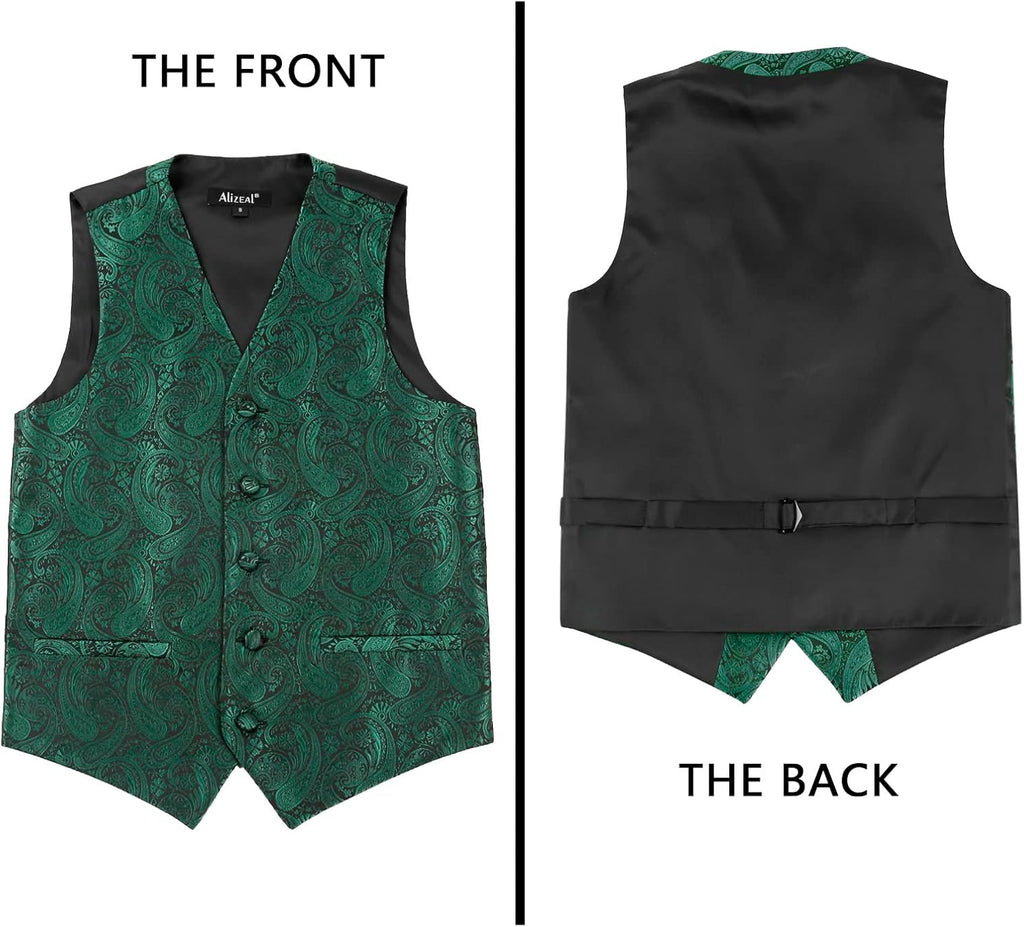 Boys 2pcs Jacquard Bow Tie Paisley Dress Suit Vest Set