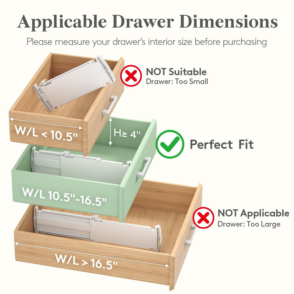 9 Pack 4" High Drawer Dividers, Adjustable Drawer Organizer Clothes