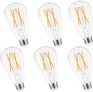 Dimmable Edison Bulbs 2700K Warm White, E26 LED Bulb 60 watt Equivalent