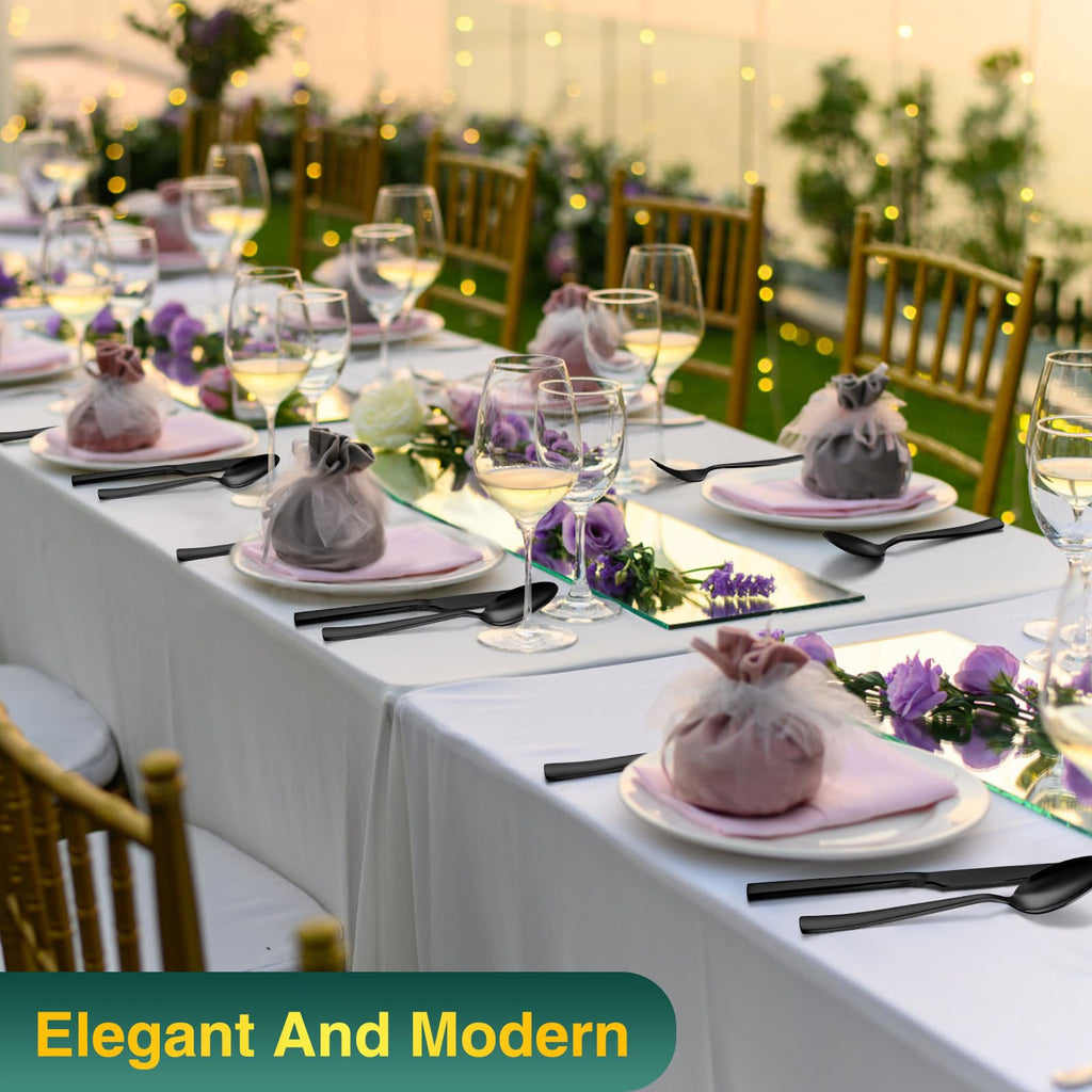 40 Pieces Black Silverware Set, Stainless Steel Flatware Set for 8