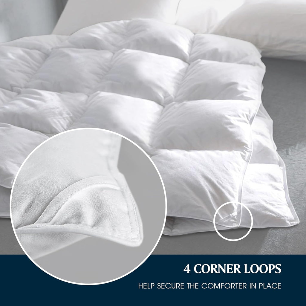 Down Fiber Comforter Twin-All Season Duvet Insert, Luxury Fluffy Bed Comforter 100% Cotton 300 Threa