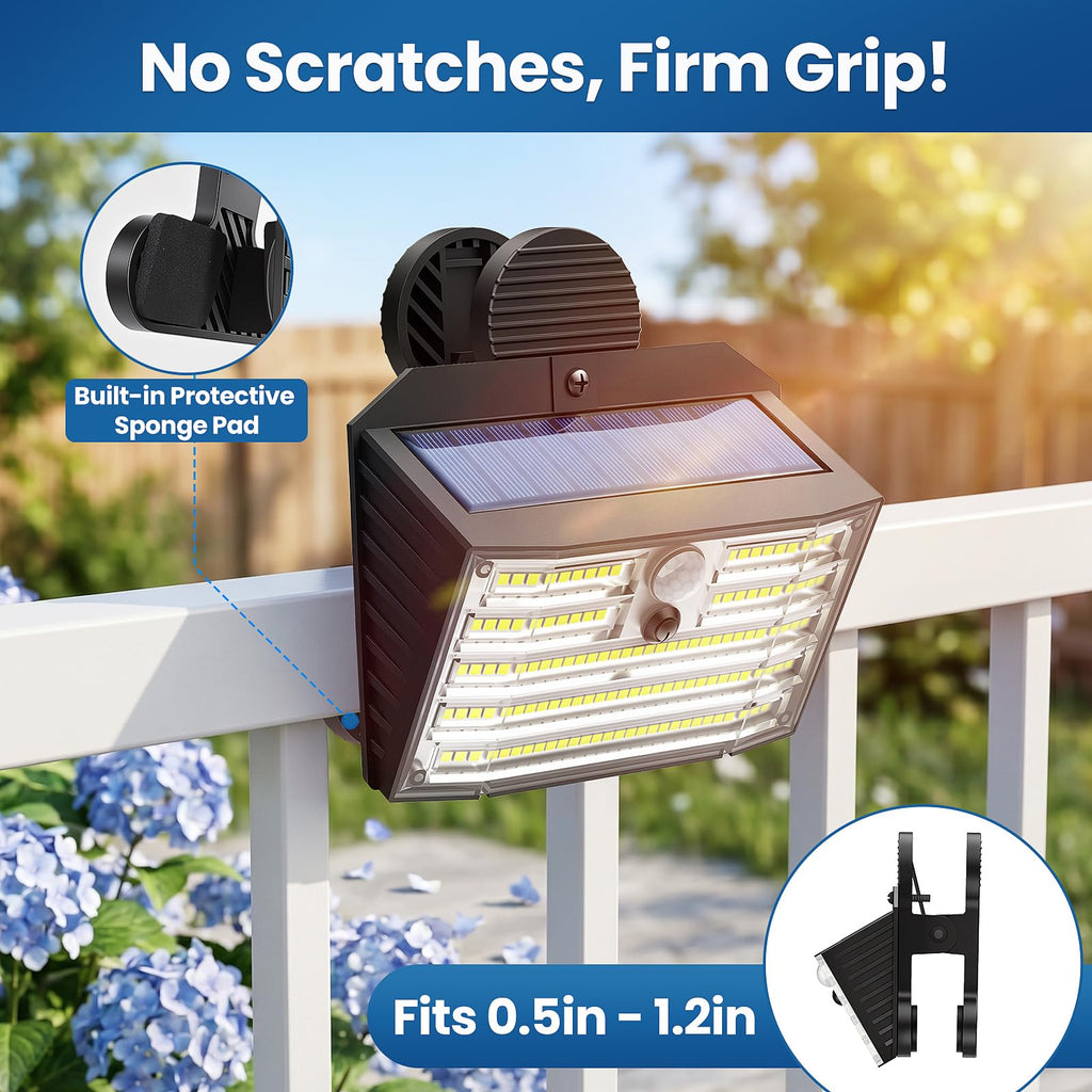 Clip on Solar Lights Outdoor with Motion Sensor, 3 Modes, 126 LED, IP65