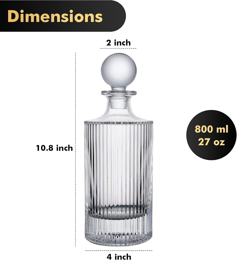 Whiskey Decanter with Stopper - 27 Oz Crystal Glass Design, Liquor Decanter, Leak-Resistant for Bourbon & Scotch
