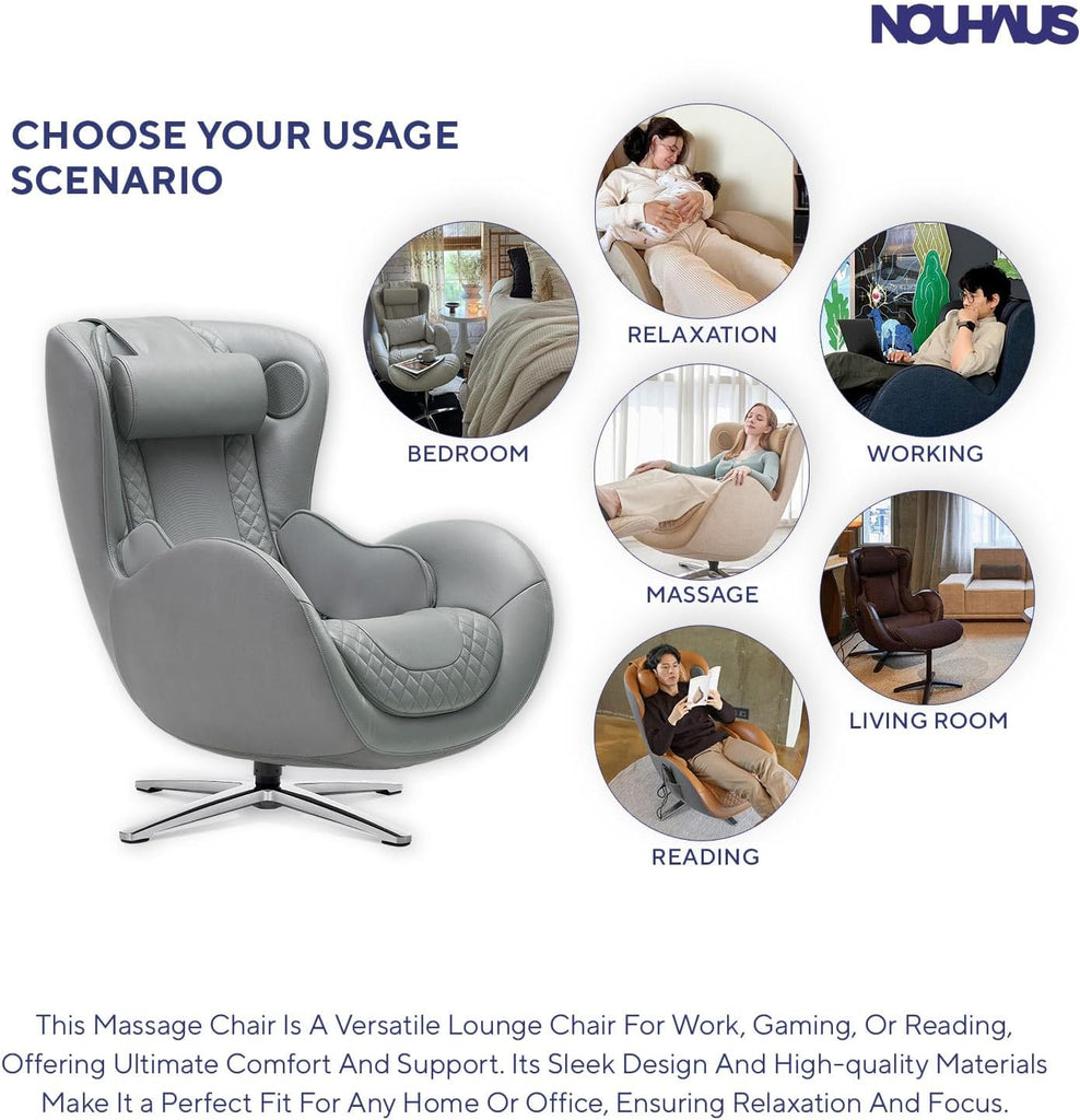 Heated Classic Massage Chair with Ottoman - Full Body & Spot Shiatsu Massager, Recliner with Bluetooth Speaker &