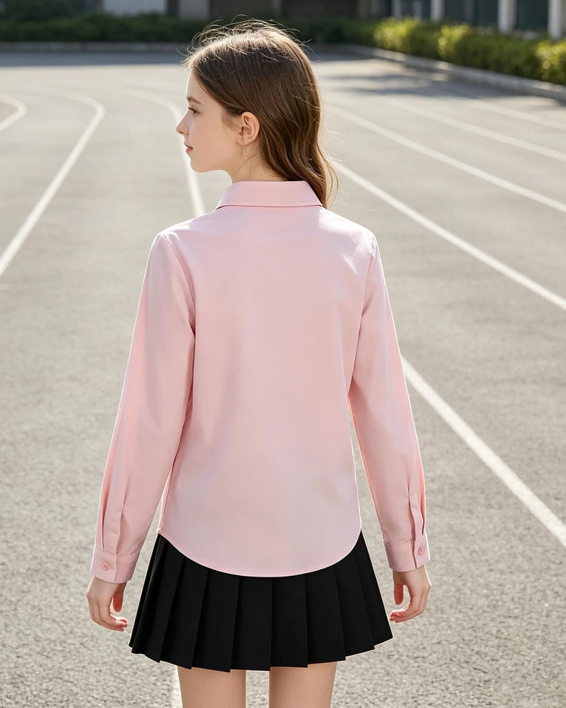 Shirts Button Down Long Sleeve Girl School Uniform Blouse