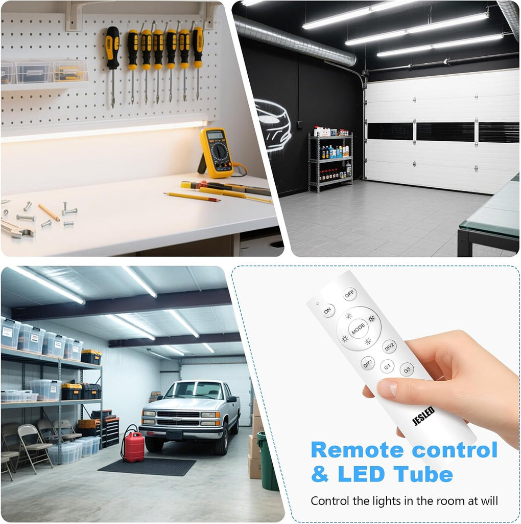 T8 Dimmable LED Tube Light with Remote, 3200LM 24W 6CCT Type B, 4Pack