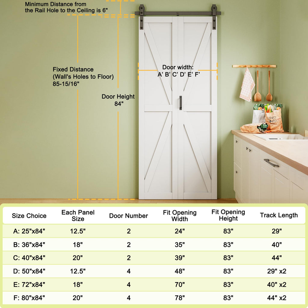 32" x 84" Pre-Assembled Solid Core Panels Bifold Barn Door and Hardware