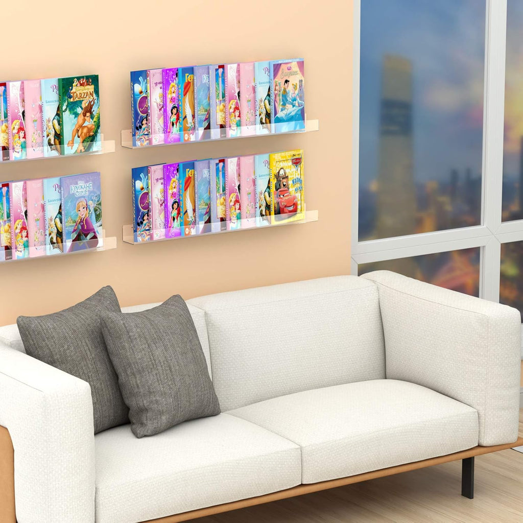 36" Acrylic Floating Nursery Kids Bookshelf Wall Shelf 4 Packs